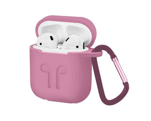 Чохол для AirPods силіконовий LOGO 2в1(+ карабин) тех.пак Pink mag-2000000976266138317