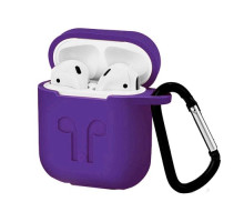Чохол для AirPods силіконовий LOGO 2в1(+ карабин) тех.пак Purple mag-200000114543250018