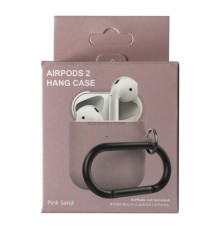 Чохол для AirPods Silicon Case Slim (+ карабин) COLOR BOX Pink sand mag-20000012530526124
