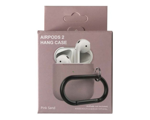 Чохол для AirPods Silicon Case Slim (+ карабин) COLOR BOX Pink sand mag-20000012530526124