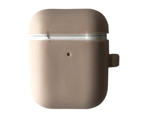 Чохол для AirPods Silicon Case Slim (+ карабин) COLOR BOX Pink sand mag-20000012530526124
