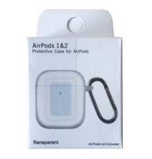 Чохол для AirPods 1/2 Silicon Slim (+ карабин) NEW BOX Transparent mag-2000001457870132840