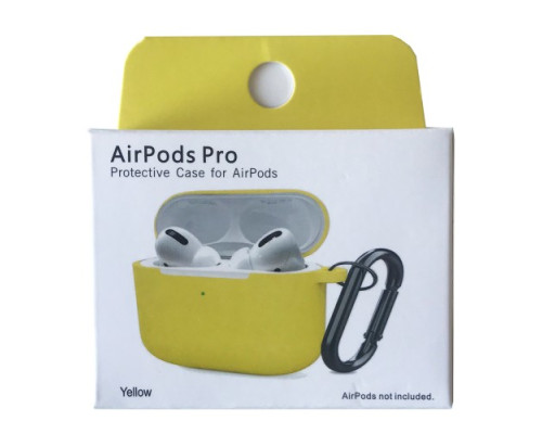 Чохол для AirPods Pro Silicone Slim (+ карабин) NEW BOX Yellow mag-200000145847133180