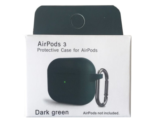 Чохол для AirPods 3 Silicone Slim (+ Карабин) NEW BOX Dark green mag-2000001458709132876