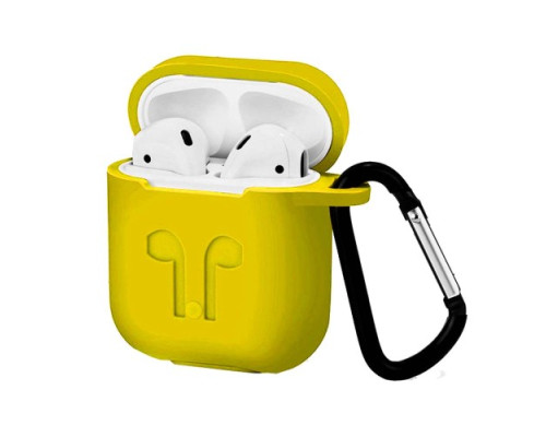 Чохол для AirPods силіконовий LOGO 2в1(+ карабин) тех.пак Yellow mag-200000097628041092