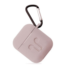 Чохол для AirPods силіконовий LOGO 2в1(+ карабин) тех.пак Pink-sand mag-200000103249724290