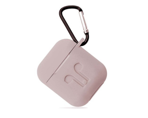 Чохол для AirPods силіконовий LOGO 2в1(+ карабин) тех.пак Pink-sand mag-200000103249724290