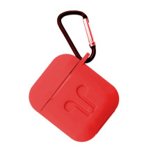 Чохол для AirPods силіконовий SLIM LOGO + карабин тех.пак Red mag-200000126925150326