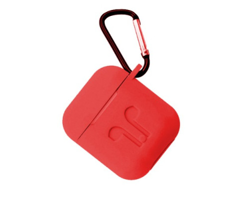 Чохол для AirPods силіконовий SLIM LOGO + карабин тех.пак Red mag-200000126925150326