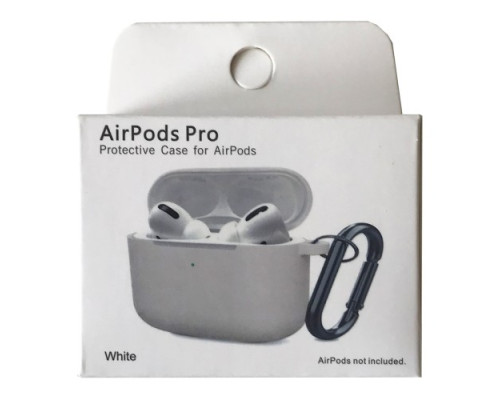 Чохол для AirPods Pro Silicone Slim (+ карабин) NEW BOX White mag-2000001457887132841