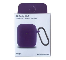 Чохол для AirPods 1/2 Silicon Slim (+ карабин) NEW BOX Purple mag-200000145825933157