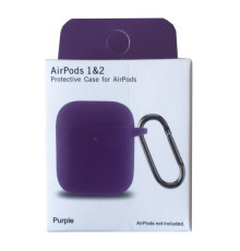 Чохол для AirPods 1/2 Silicon Slim (+ карабин) NEW BOX Purple mag-200000145825933157
