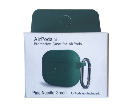 Чохол для AirPods 3 Silicone Slim (+ Карабин) NEW BOX Pine needle green mag-200000145869333202