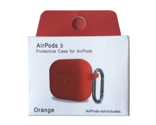 Чохол для AirPods 3 Silicone Slim (+ Карабин) NEW BOX Orange mag-2000001458730132878