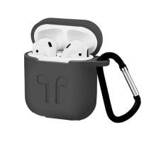 Чохол для AirPods силіконовий LOGO 2в1(+ карабин) тех.пак Grey mag-200000097631041095