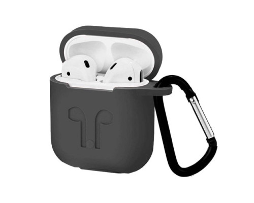 Чохол для AirPods силіконовий LOGO 2в1(+ карабин) тех.пак Grey mag-200000097631041095