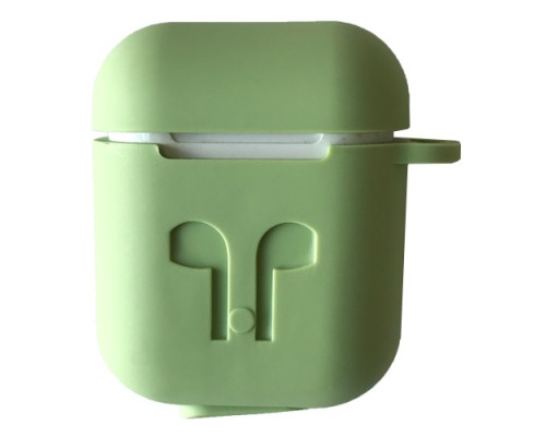 Чохол для AirPods силіконовий LOGO 2в1(+ карабин) тех.пак Green mag-2000001384275138929
