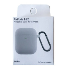 Чохол для AirPods 1/2 Silicon Slim (+ карабин) NEW BOX White mag-2000001458242132843
