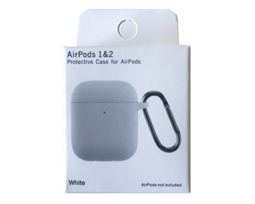Чохол для AirPods 1/2 Silicon Slim (+ карабин) NEW BOX White mag-2000001458242132843