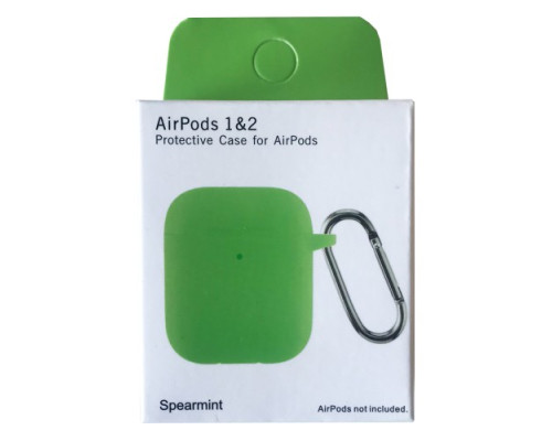 Чохол для AirPods 1/2 Silicon Slim (+ карабин) NEW BOX Spearmint mag-200000145828033160