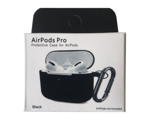 Чохол для AirPods Pro Silicone Slim (+ карабин) NEW BOX Black mag-2000001458617132868