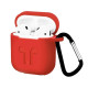 Чохол для AirPods силіконовий LOGO 2в1(+ карабин) тех.пак Red mag-200000097622861381