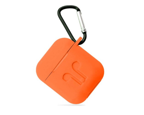 Чохол для AirPods силіконовий LOGO 2в1(+ карабин) тех.пак Orange mag-200000103253424294