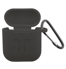 Чохол для AirPods силіконовий LOGO 2в1(+ карабин) тех.пак Dark grey mag-2000001142899138330