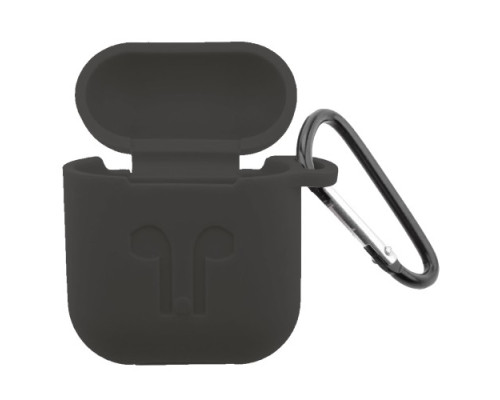 Чохол для AirPods силіконовий LOGO 2в1(+ карабин) тех.пак Dark grey mag-2000001142899138330