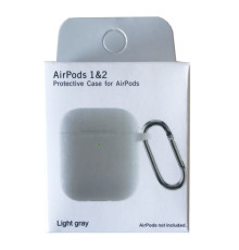Чохол для AirPods 1/2 Silicon Slim (+ карабин) NEW BOX Light grey mag-2000001458266132844