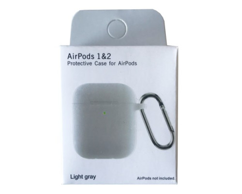 Чохол для AirPods 1/2 Silicon Slim (+ карабин) NEW BOX Light grey mag-2000001458266132844