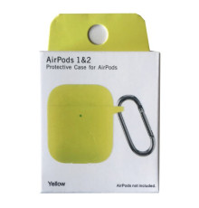 Чохол для AirPods 1/2 Silicon Slim (+ карабин) NEW BOX Yellow mag-200000145829733161