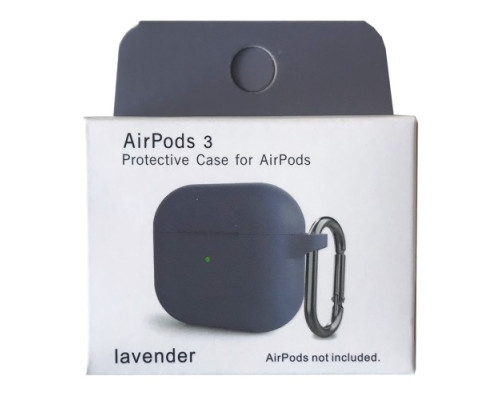 Чохол для AirPods 3 Silicone Slim (+ Карабин) NEW BOX Lavander mag-2000001458754132880