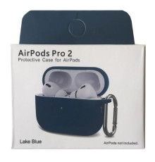 Чохол для AirPods Pro 2 Silicone Slim (+ Карабин) NEW BOX Lake blue mag-2000001458969132898