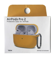 Чохол для AirPods Pro 2 Silicone Slim (+ Карабин) NEW BOX Yellow mag-200000145891433224