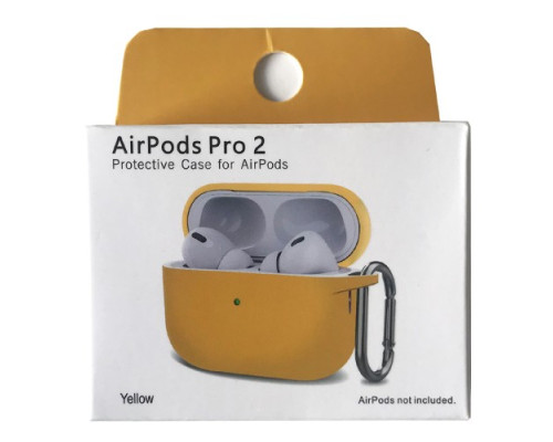 Чохол для AirPods Pro 2 Silicone Slim (+ Карабин) NEW BOX Yellow mag-200000145891433224