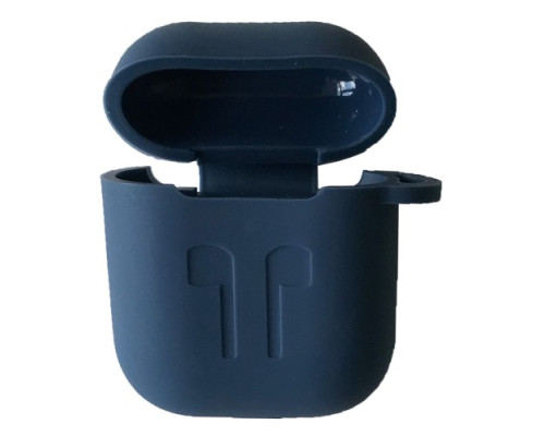 Чохол для AirPods силіконовий LOGO 2в1(+ карабин) тех.пак Midnight blue mag-200000143286039435