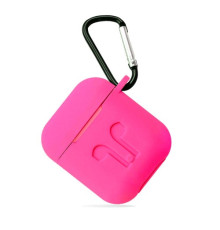 Чохол для AirPods силіконовий LOGO 2в1(+ карабин) тех.пак Hot pink mag-200000103257224298