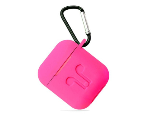 Чохол для AirPods силіконовий LOGO 2в1(+ карабин) тех.пак Hot pink mag-200000103257224298