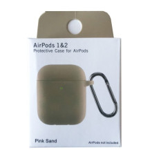 Чохол для AirPods 1/2 Silicon Slim (+ карабин) NEW BOX Pink sand mag-2000001458273132845