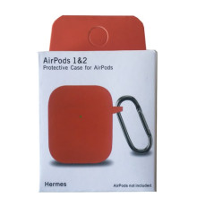 Чохол для AirPods 1/2 Silicon Slim (+ карабин) NEW BOX Hermes mag-200000145832733164