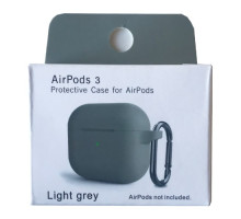 Чохол для AirPods 3 Silicone Slim (+ Карабин) NEW BOX Light grey mag-2000001458631132870