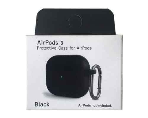 Чохол для AirPods 3 Silicone Slim (+ Карабин) NEW BOX Black mag-2000001458808133046