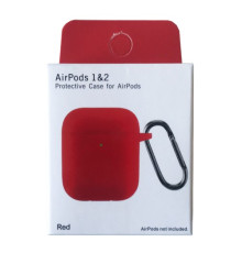 Чохол для AirPods 1/2 Silicon Slim (+ карабин) NEW BOX Red mag-2000001458310132846