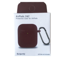 Чохол для AirPods 1/2 Silicon Slim (+ карабин) NEW BOX Burgundy mag-200000145833433165