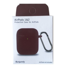 Чохол для AirPods 1/2 Silicon Slim (+ карабин) NEW BOX Burgundy mag-200000145833433165