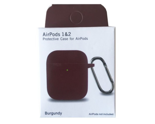 Чохол для AirPods 1/2 Silicon Slim (+ карабин) NEW BOX Burgundy mag-200000145833433165