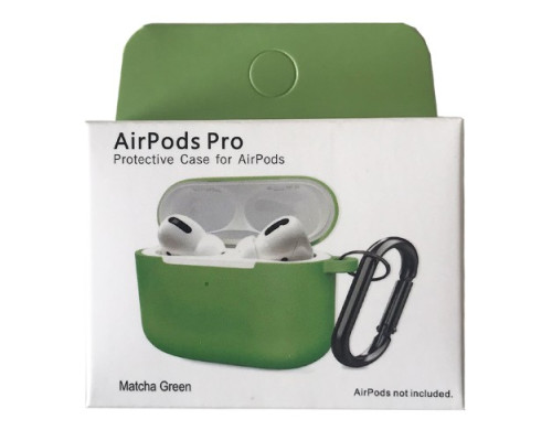 Чохол для AirPods Pro Silicone Slim (+ карабин) NEW BOX Matcha green mag-2000001458518132859