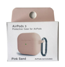 Чохол для AirPods 3 Silicone Slim (+ Карабин) NEW BOX Pink Sand mag-2000001458648132871