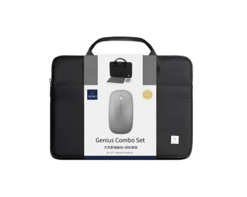 Сумка для ноутбука WiWU Genius Combo Set Комплект 3в1(сумка, миша, килимок) 15.6'' Black mag-6976195095845153538